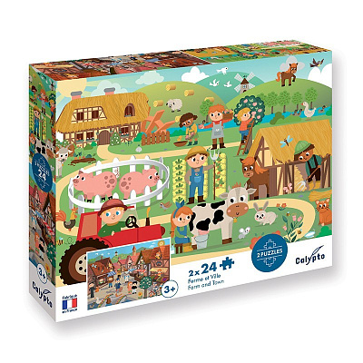 картинка Набор из 2х пазлов "Деревня и город", 24 эл. от магазина konik.ru